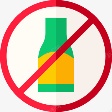 禁止饮酒信号和禁令7平淡图标