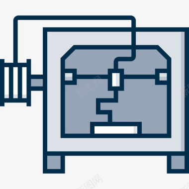 3d打印机工业流程46线性彩色图标