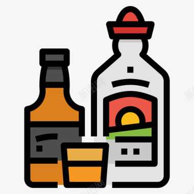 酒精88号酒吧线性颜色图标