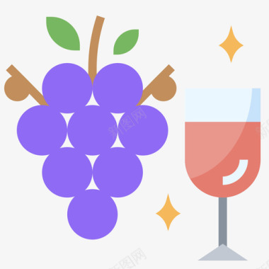 葡萄葡萄酒16平坦图标