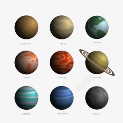 太阳系九大行星素材