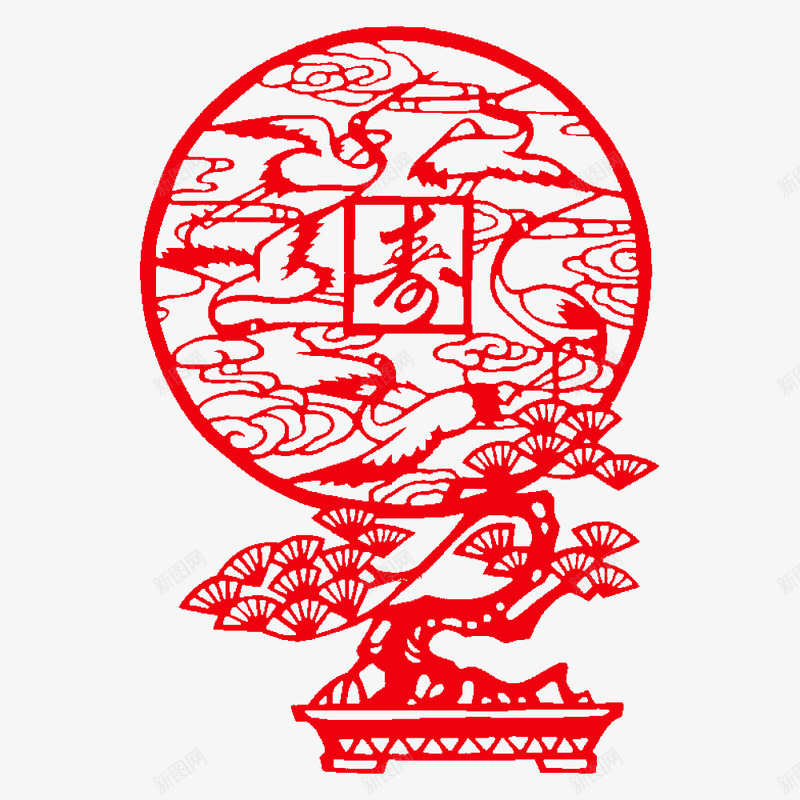 中国剪纸剪纸窗花盆栽png免抠素材_新图网 https://ixintu.com 剪纸 中国 窗花 盆栽