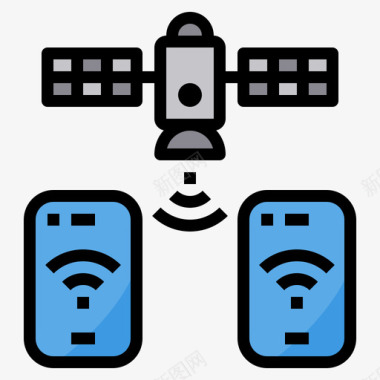 卫星网络技术26线性彩色图标
