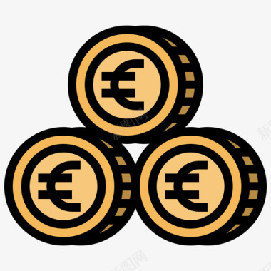 硬币德国23线性颜色图标