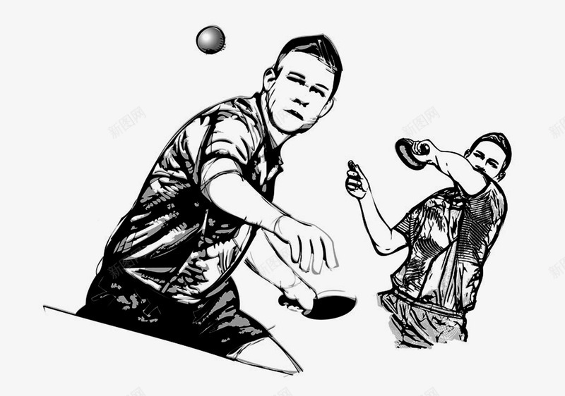 乒乓球运动简笔画png免抠素材_新图网 https://ixintu.com 乒乓球 运动 笔画