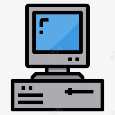 电脑复古装置3线性颜色图标