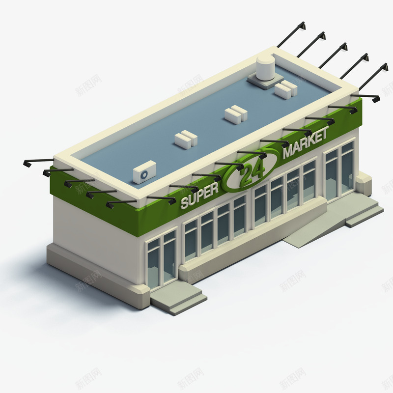 C4d建筑3D立体模型png免抠素材_新图网 https://ixintu.com 建筑 立体 模型