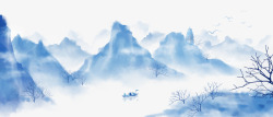 中国风手绘水墨风景山水画素材