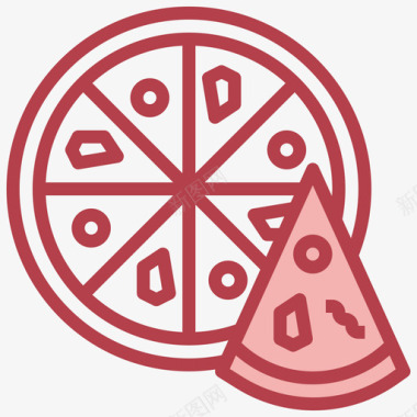 披萨送餐84红色图标