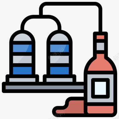 蒸馏葡萄酒17线性颜色图标