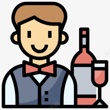 服务员葡萄酒17原色图标