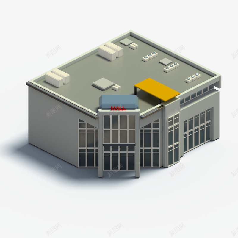 C4d建筑3D立体模型png免抠素材_新图网 https://ixintu.com 建筑 立体 模型