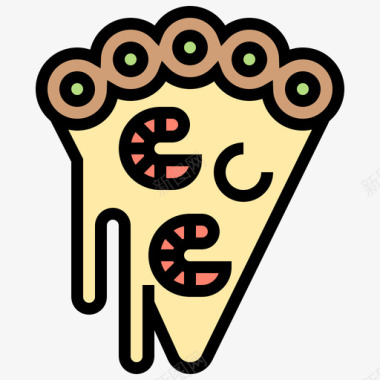 披萨野餐72线性颜色图标