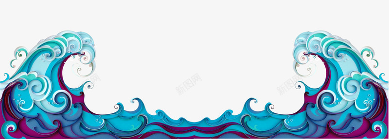 蓝色中国风海浪图案png免抠素材_新图网 https://ixintu.com 蓝色 中国 国风 海浪 图案