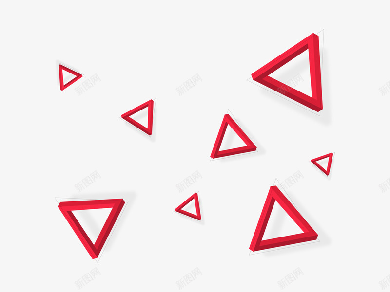 红色三角形矢量图形漂浮物png免抠素材_新图网 https://ixintu.com 红色 三角形 边框 几何 矢量图形 漂浮物