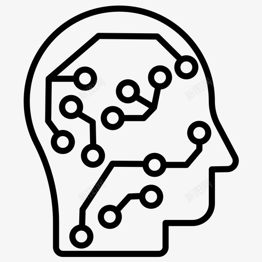 大脑人工智能大脑电路svg_新图网 https://ixintu.com 大脑 人工智能 电路 加粗 粗线