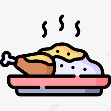 咖喱烤肉57线性颜色图标