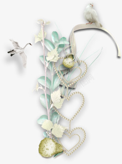 唯美欧式复古纹理鸽子花卉婚礼装饰图案手账48素材