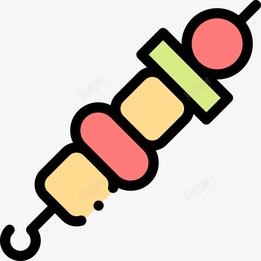 烤肉串烤肉55线性颜色svg_新图网 https://ixintu.com 烤肉 线性 颜色