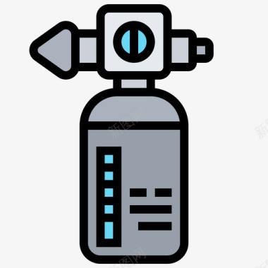 氧气罐潜水元件1线性颜色图标