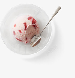 俯视盘子碟子草莓雪糕勺子素材
