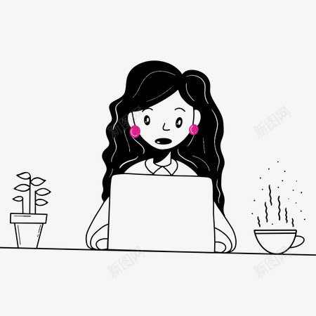 笔记本电脑上工作的年轻女士图png免抠素材_新图网 https://ixintu.com 笔记本 电脑 工作 年轻 女士