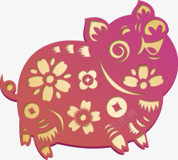 2019猪年传统生肖纸艺风格新年免扣素材