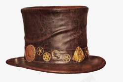 皮帽子油缸皮帽子蒸汽朋克帽子哥特式维多利亚时代亚文化头饰高清图片
