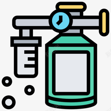 氧气罐医院84线性颜色图标
