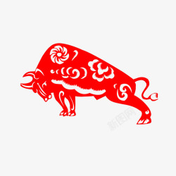2021年牛年剪纸红色新年春节喜庆插画窗花AI矢量素材