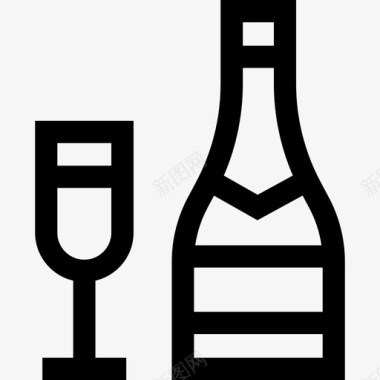 香槟酒杯90号酒吧直线型图标