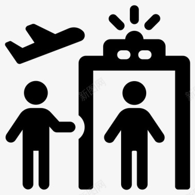 机场飞行安全金属探测器图标