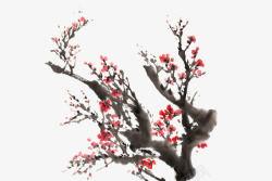 古风唯美水墨梅花透明免扣兰花腊梅点缀PS设计素材