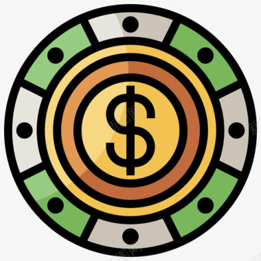 赌场筹码97赌场线性颜色图标