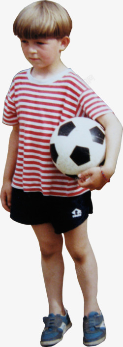 男孩抱球足球站立思考动作效果图素材