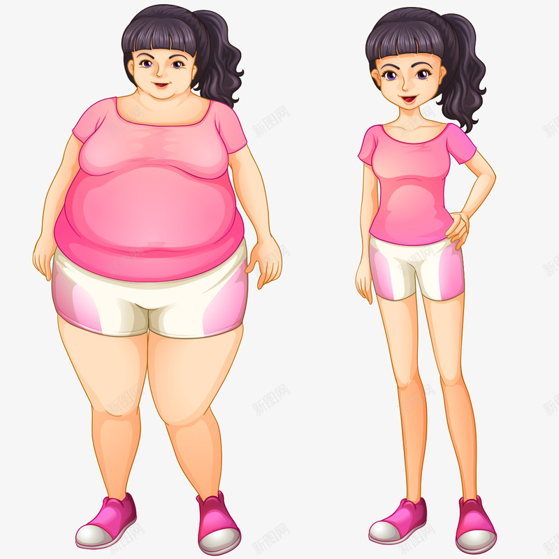 卡通减肥成功对比2png免抠素材_新图网 https://ixintu.com 卡通 减肥 成功 对比
