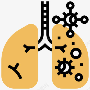 肺炎冠状病毒covid196黄色阴影图标