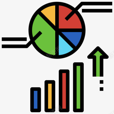 统计商业分析4线性颜色图标