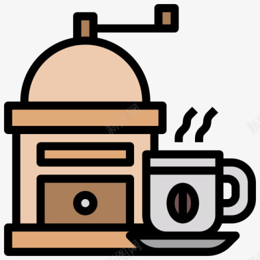 咖啡研磨机早餐65线性颜色图标