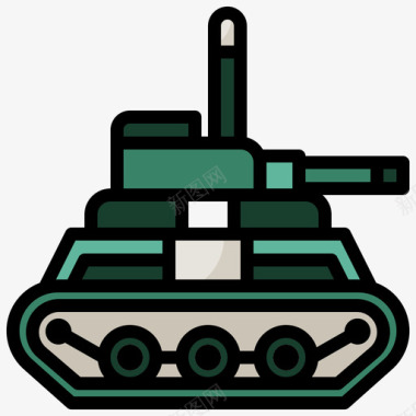 坦克军用80线性颜色图标