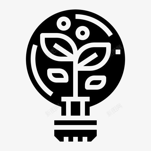 灯泡创意植物svg_新图网 https://ixintu.com 灯泡 创意 植物 能源 图标