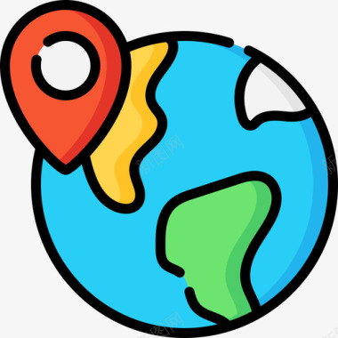 地球导航和地图33线性颜色图标
