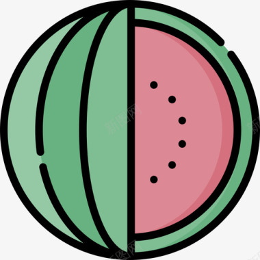 西瓜健康食品51线颜色图标