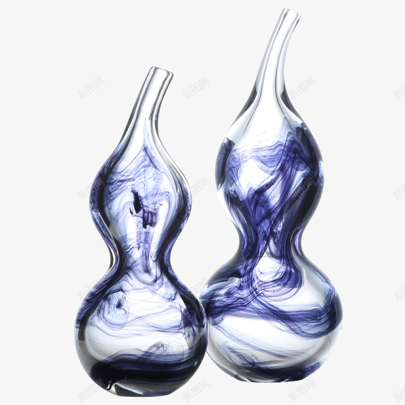 蓝色水墨透明玻璃葫芦花瓶png免抠素材_新图网 https://ixintu.com 蓝色 水墨 透明 玻璃 葫芦 花瓶