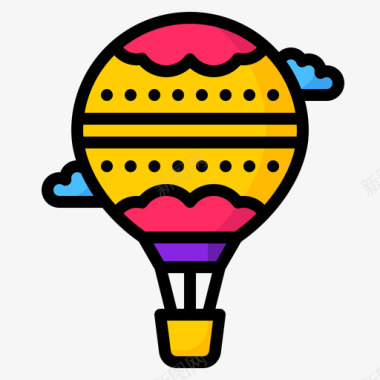 热气球娱乐81线性颜色图标