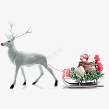 圣诞节麋鹿拉雪橇送礼品png免抠素材_新图网 https://ixintu.com 圣诞节 麋鹿 雪橇 送礼 礼品