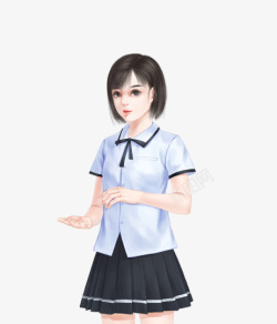 学霸女生夏季校服素材