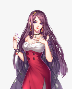 紫发长裙女生素材