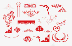 矢量传统花纹中国风古风古典传统手账花纹边框边角装饰底纹PS高清图片