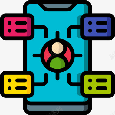 智能手机ui概念4线性颜色图标